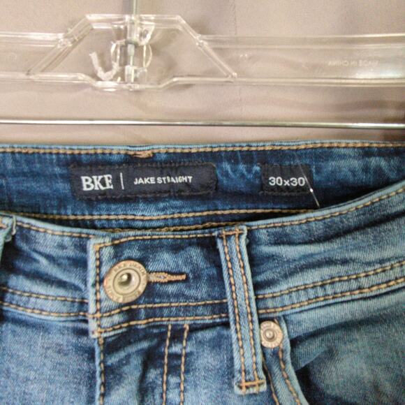 BKE Jake Jeans Mens 30 Blue Straight Hemmed Stretch - Picture 2 of 9